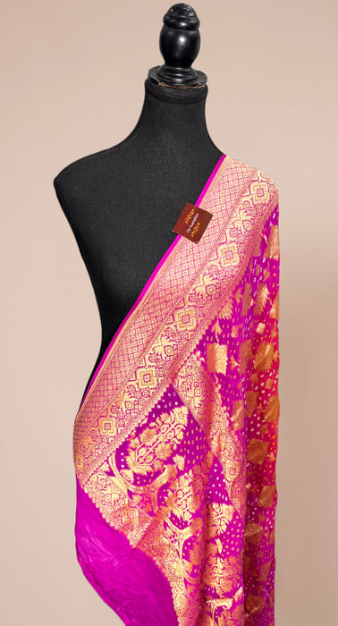 Pure Georgette Bandhani Banarasi Handloom Dupatta