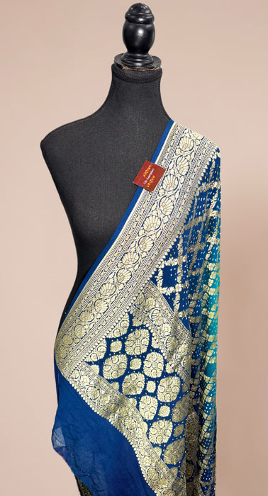 Pure Georgette Bandhani Banarasi Handloom Dupatta