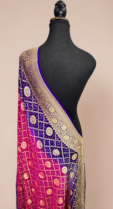 Pure Georgette Bandhani Banarasi Handloom Dupatta