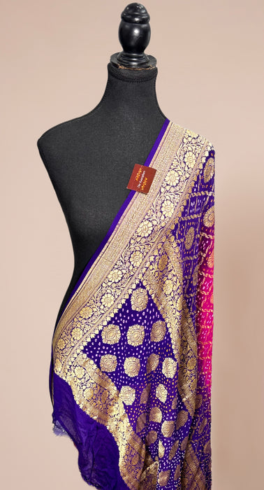 Pure Georgette Bandhani Banarasi Handloom Dupatta
