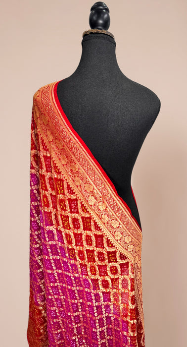 Pure Georgette Bandhani Banarasi Handloom Dupatta