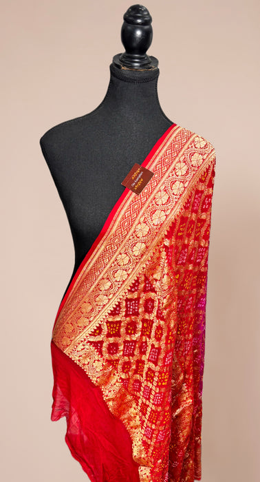 Pure Georgette Bandhani Banarasi Handloom Dupatta