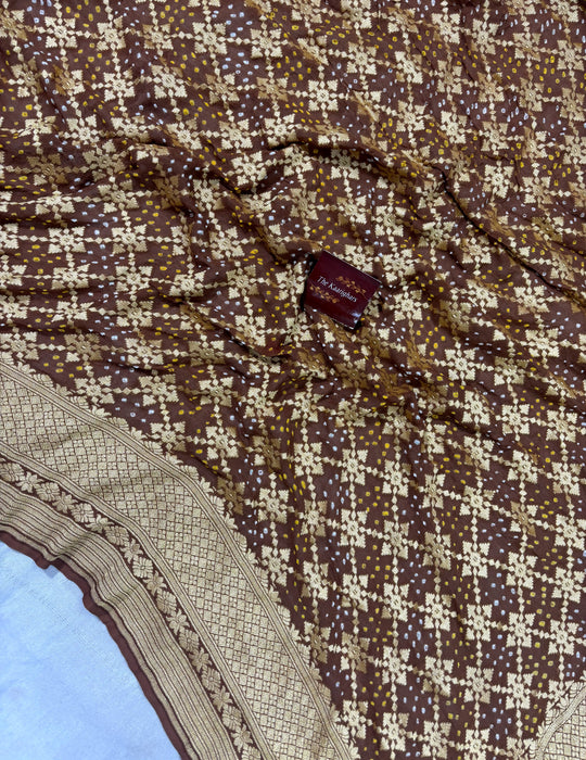 Pure Khaddi Georgette Bandhani Banarasi Saree