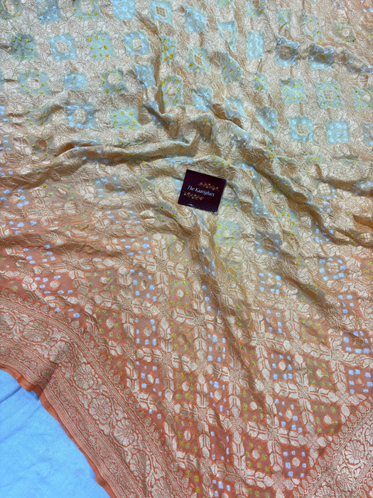 Pure Khaddi Georgette Bandhani Banarasi Saree