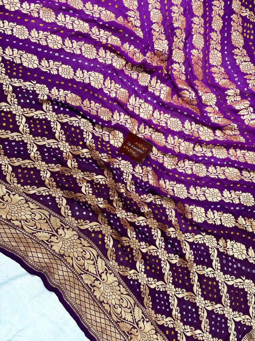 Pure Khaddi Georgette Bandhani Banarasi Saree