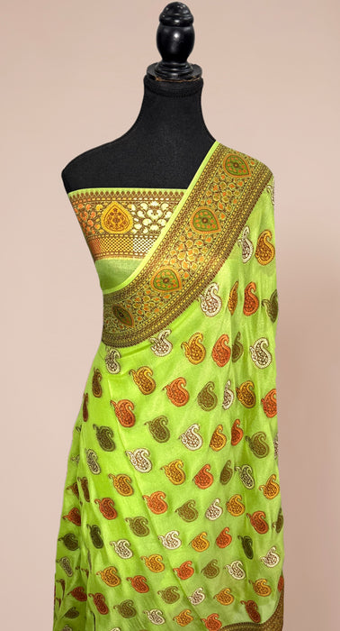 Hazel Pure Khaddi Chiffon Banarasi Saree