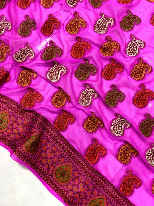 Rani Pure Khaddi Chiffon Banarasi Saree