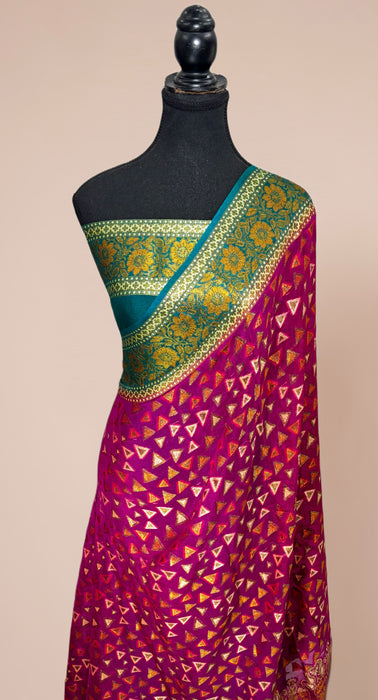 Rani Pure Khaddi Chiffon Banarasi Saree
