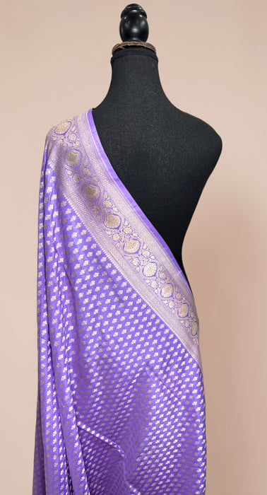 Lavender Pure Katan Silk Banarasi Handloom Dupatta