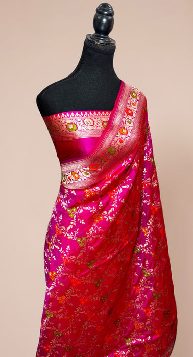 Rani Pure Katan Banarasi Handloom Saree - Meenakari Work