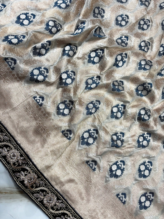 Pure Katan Banarasi Handloom Saree - All over Zardozi