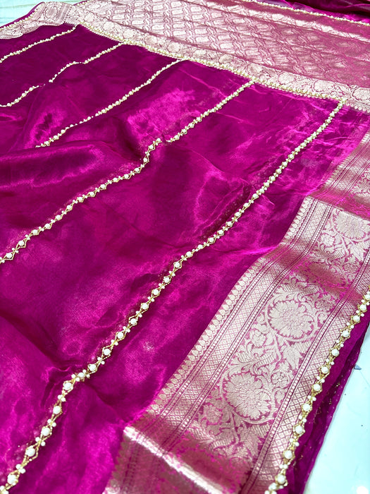 Pure Banarasi Tissue Handloom Saree - Handwork