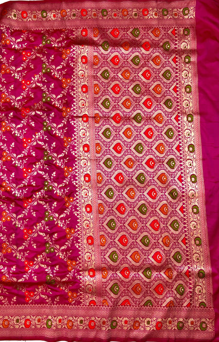 Rani Pure Katan Banarasi Handloom Saree - Meenakari Work