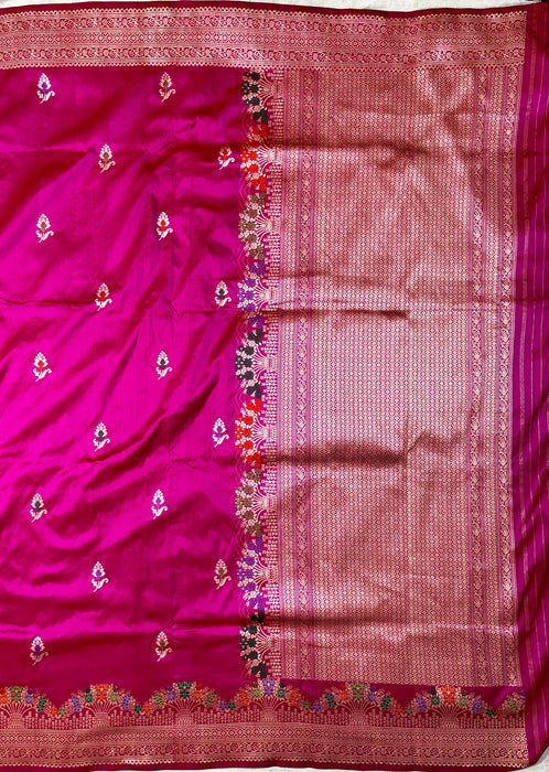 Rani Pure Katan Banarasi Handloom Saree - Sona Roopa motifs