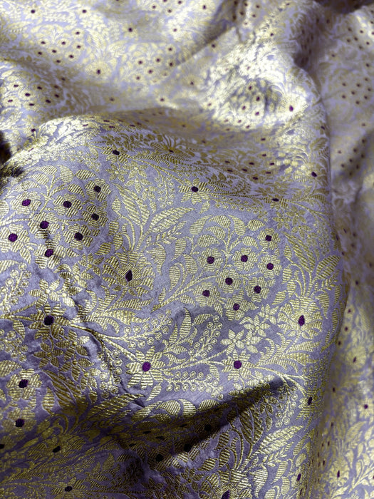 Light Lavender Pure Katan Banarasi Handloom Saree - Brocade Tanchui