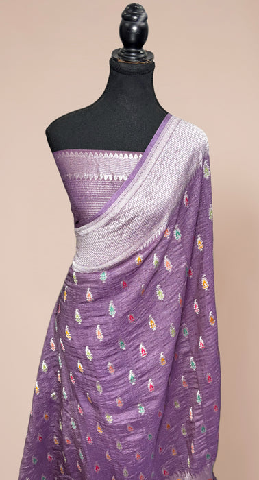 Pure Tussar Georgette Banarasi Handloom Saree - Designer Meenakari