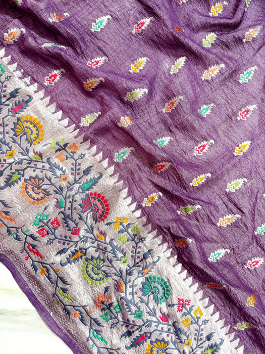 Pure Tussar Georgette Banarasi Handloom Saree - Designer Meenakari