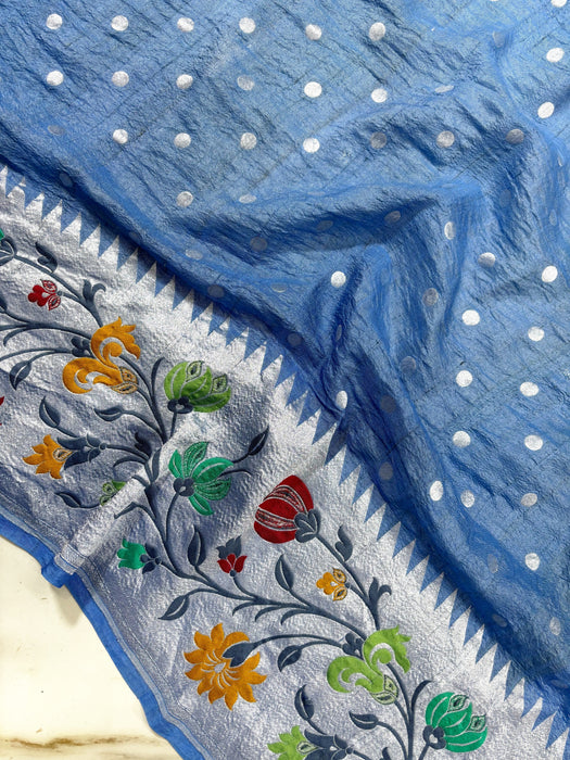 Pure Tussar Georgette Banarasi Handloom Saree - Designer Meenakari
