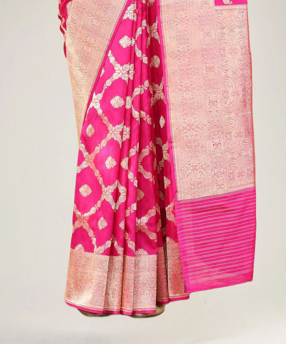 Hot Pink Pure Katan Silk Banarasi Handloom Saree