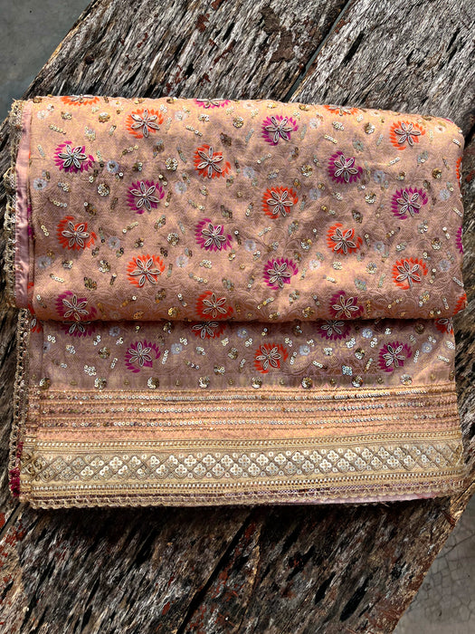 Nita Ambani Pure Katan Banarasi Handloom Saree - All over Zardozi