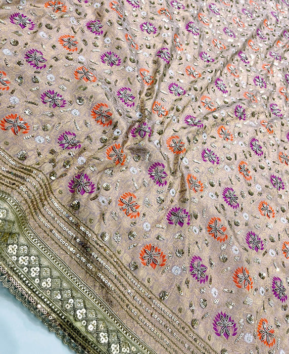 Nita Ambani Pure Katan Banarasi Handloom Saree - All over Zardozi