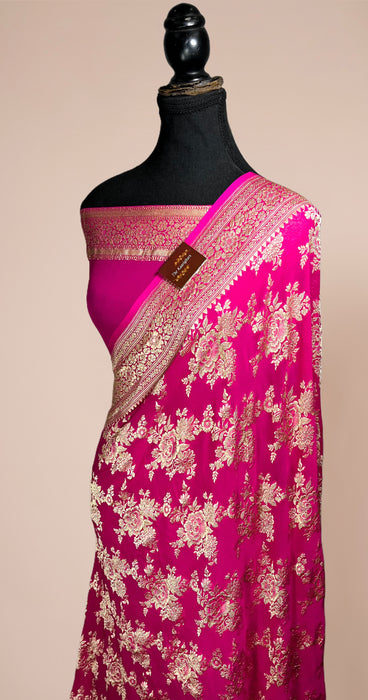 Rani Pure Khaddi Georgette Banarasi Saree - Water Zari