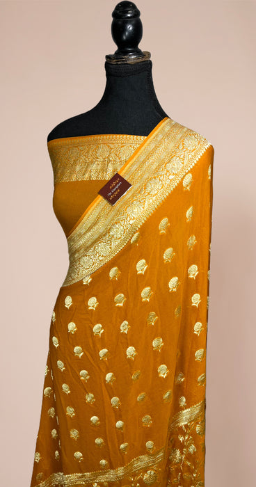 Pure Khaddi Georgette Banarasi Saree - Water Zari