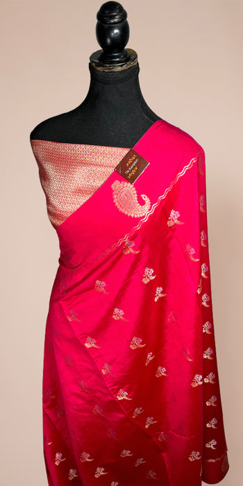 Rani Pure Soft Silk Chiniya Banarasi Handloom Saree