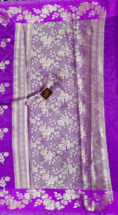 Purple Pure Soft Silk Chiniya Banarasi Handloom Saree
