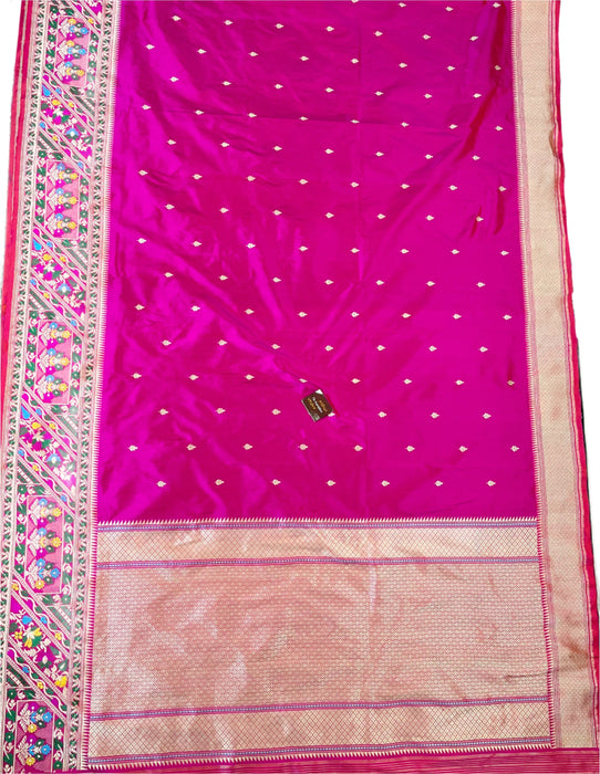 Rani Pure Katan Banarasi Handloom Saree - Kadhiyal Meenakari