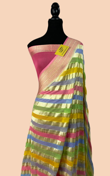 buy Pink Rangkat  banarasi saree