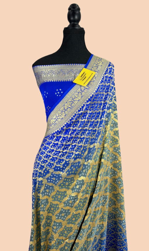 Buy Royal blue georgette bandhani saree