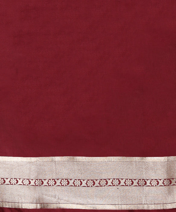 Maroon Pure Katan Banarasi Handloom Saree - Sona Jaal Work