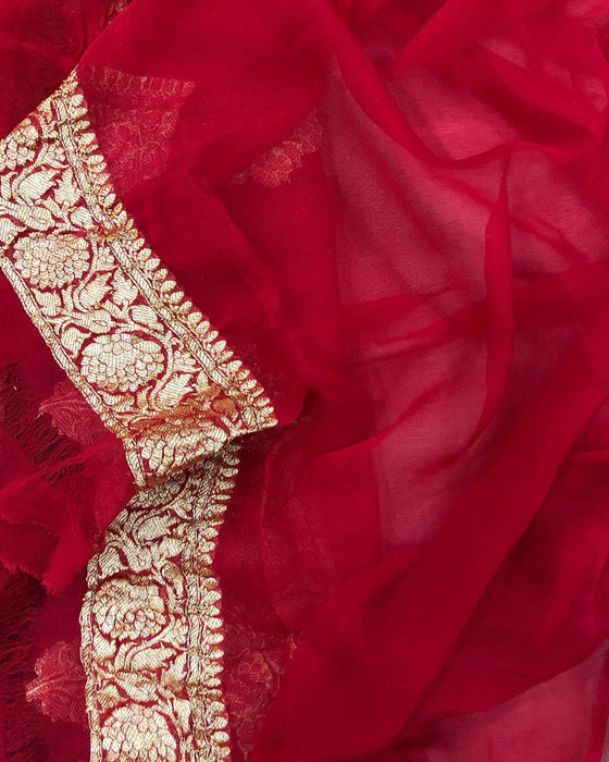 Black Pure Kadhwa Chiffon Banarasi Saree