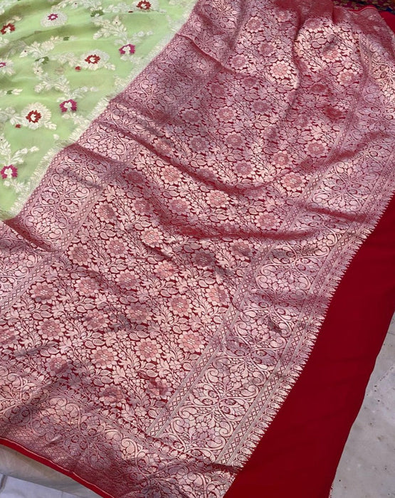 Pure Khaddi Georgette Banarasi Handloom Saree - Meenakari