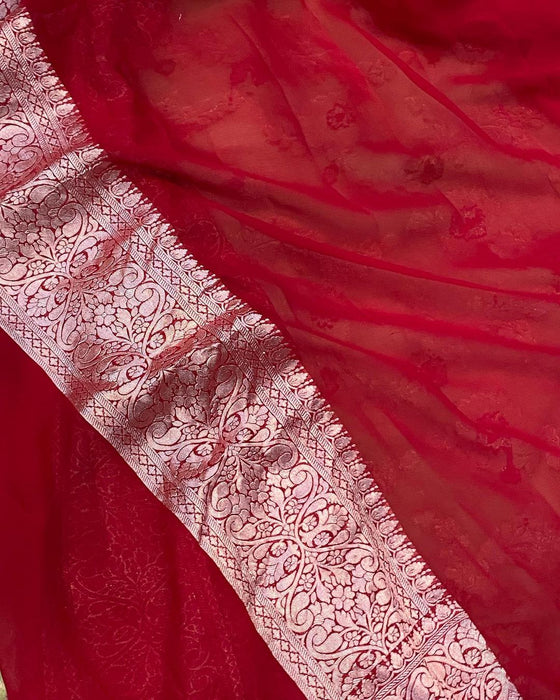 Pure Khaddi Georgette Banarasi Handloom Saree - Meenakari