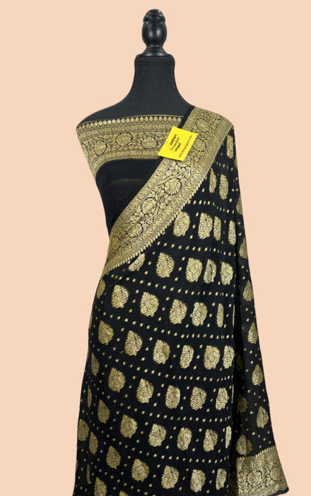 Buy Black chiffon saree online