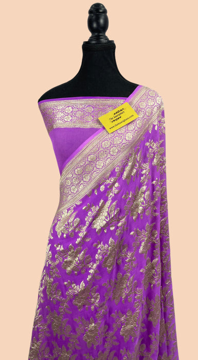 Buy Lavender banarasi saree