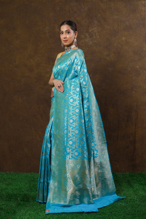 Pure Katan Banarasi Handloom Saree - Sona Jaal Work