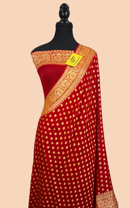 Buy Red chiffon saree online in UK