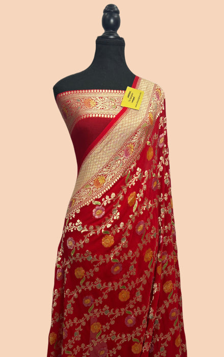 Buy Red georgette saree online