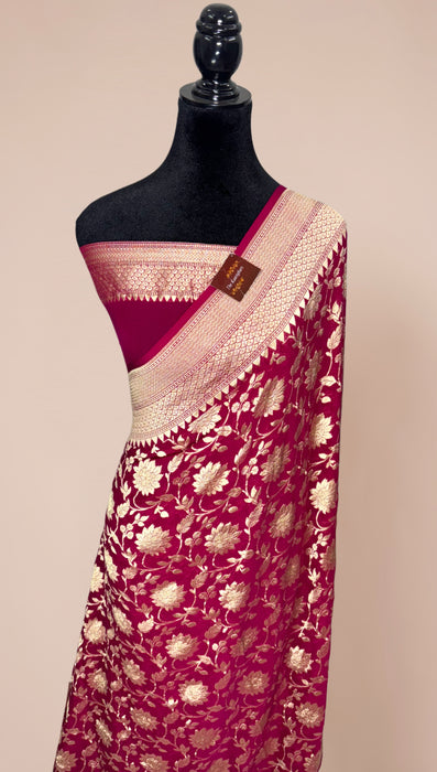Khaddi Georgette Banarasi Handloom Saree - Water Zari