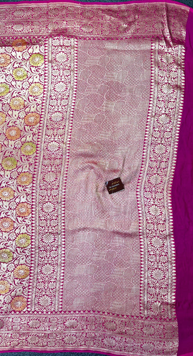 Rani Pure Khaddi Georgette Banarasi Handloom Saree - Brocade