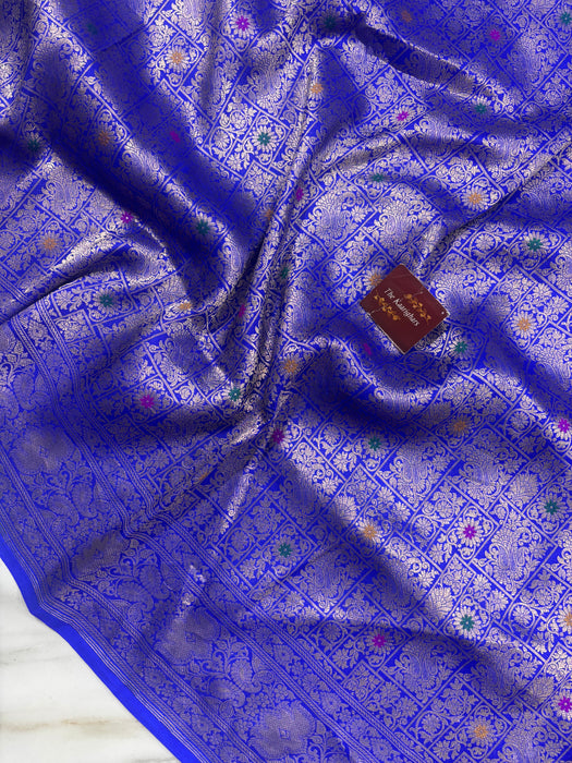 Royal Blue Pure Katan Banarasi Handloom Saree - Meenakari Brocade Work