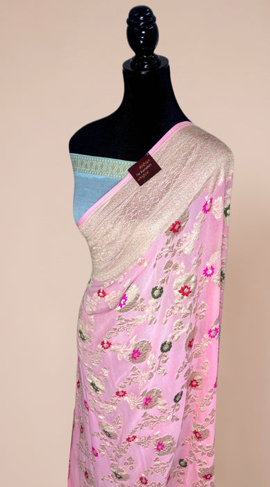 Khaddi Georgette Banarasi Handloom Saree - Meenakari