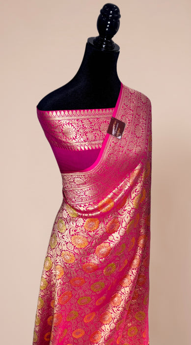 Rani Pure Khaddi Georgette Banarasi Handloom Saree - Brocade
