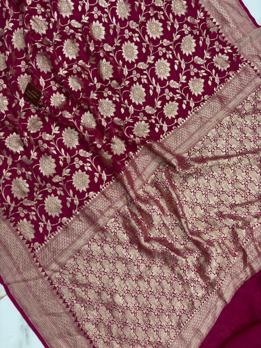 Khaddi Georgette Banarasi Handloom Saree - Water Zari