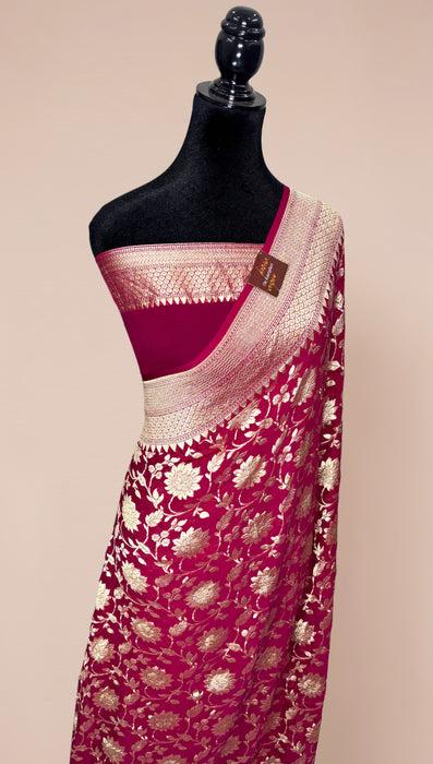Khaddi Georgette Banarasi Handloom Saree - Water Zari