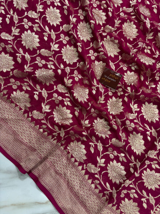 Khaddi Georgette Banarasi Handloom Saree - Water Zari