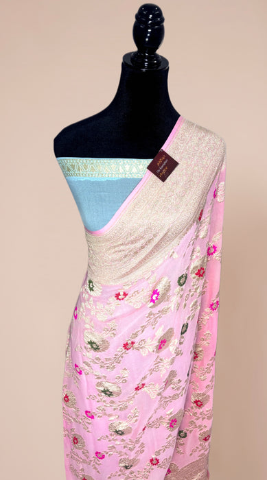 Khaddi Georgette Banarasi Handloom Saree - Meenakari